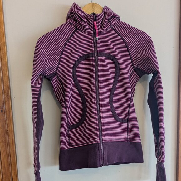lululemon athletica Tops - Lululemon Athletica Scuba Hoodie Size 4 Pink/Purple Stripe